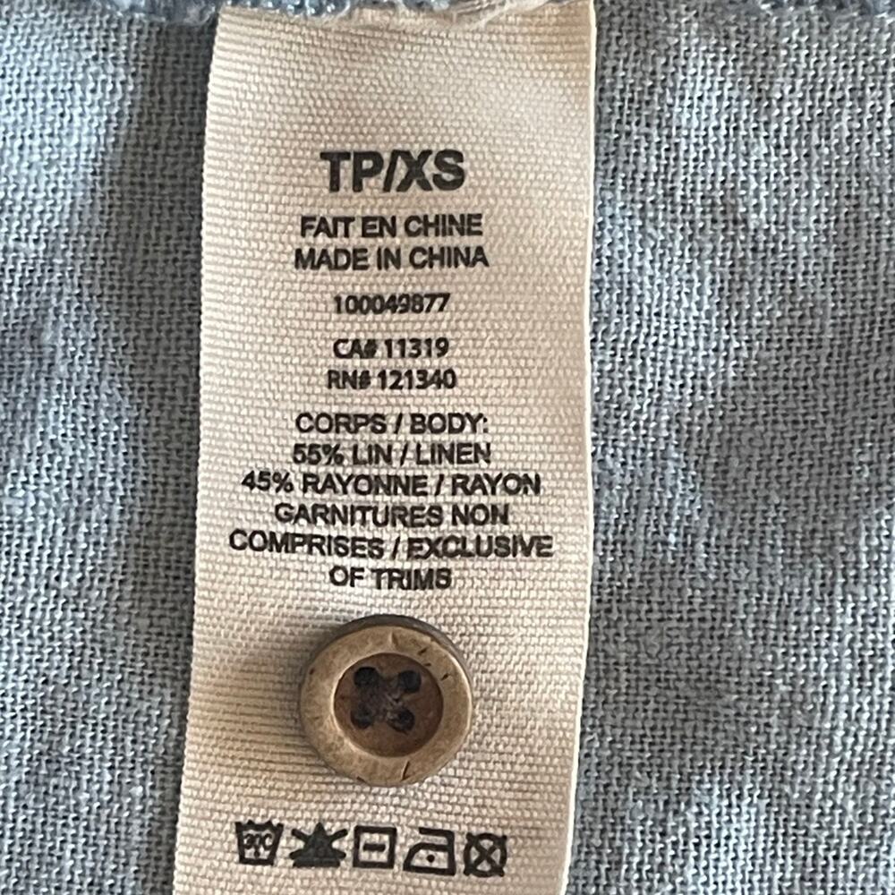 Garage Linen Crop Women's Light Blue Sleeveless Blouse Size XS - Picture 5 of 5